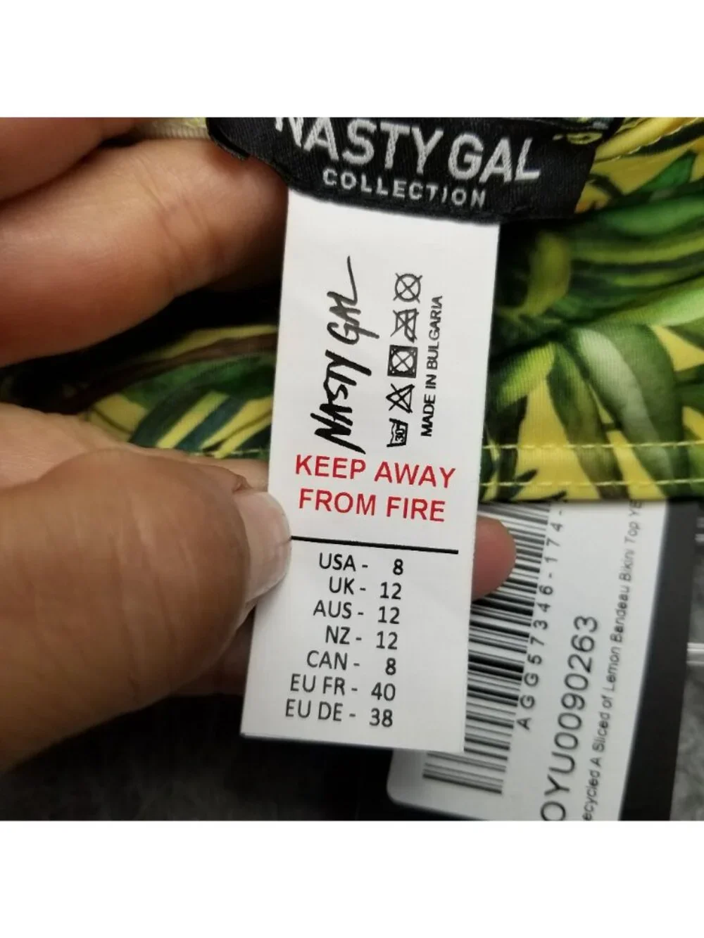 Nasty Gal Swimwear Womens 8 A Slice Of Lemon Green 2 Piece Bikini *NWT-Read*